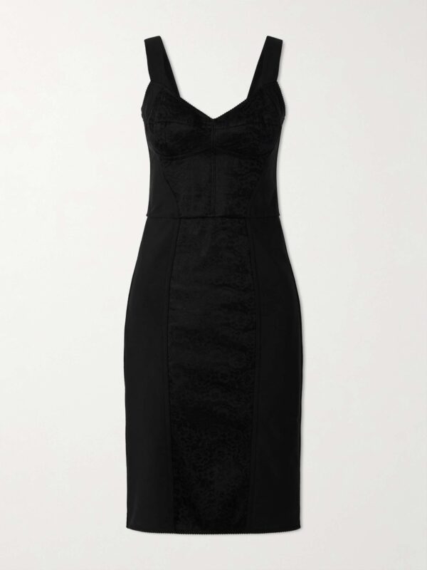 Lace-paneled jersey midi dress