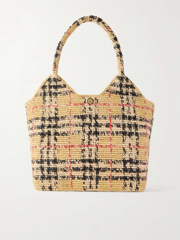 Margate checked woven raffia tote