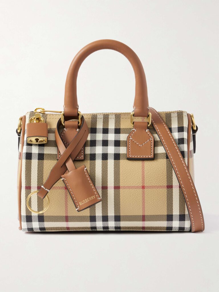 Mini Bowling leather-trimmed checked bag