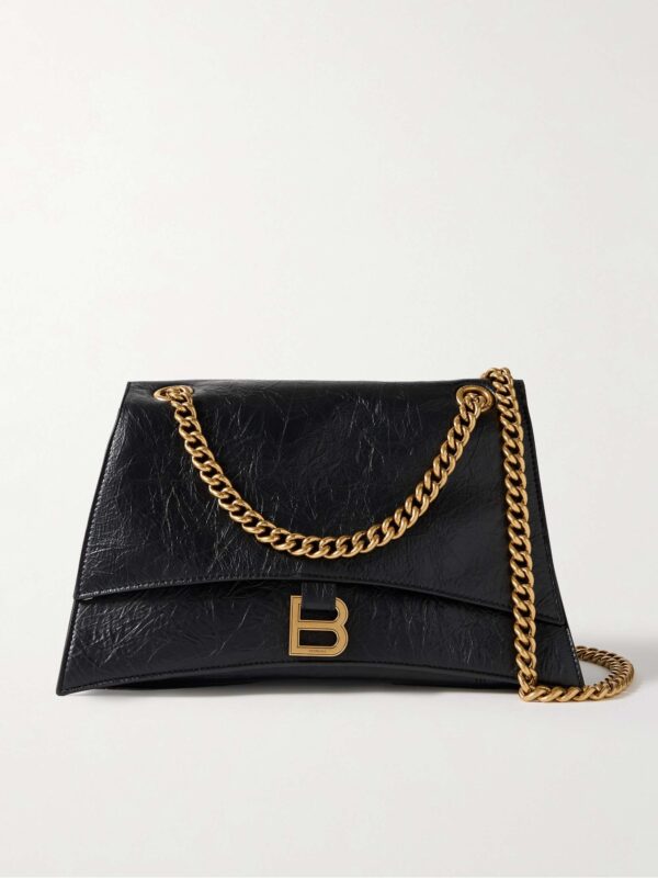 Hourglass crinkled-leather shoulder bag