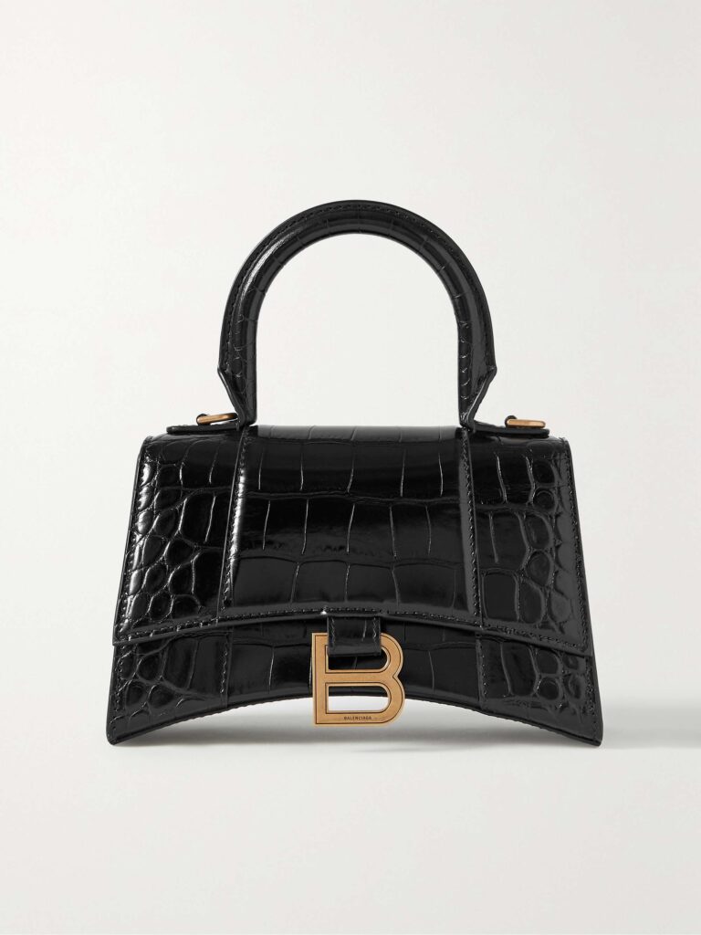 Hourglass XS croc-effect leather tote