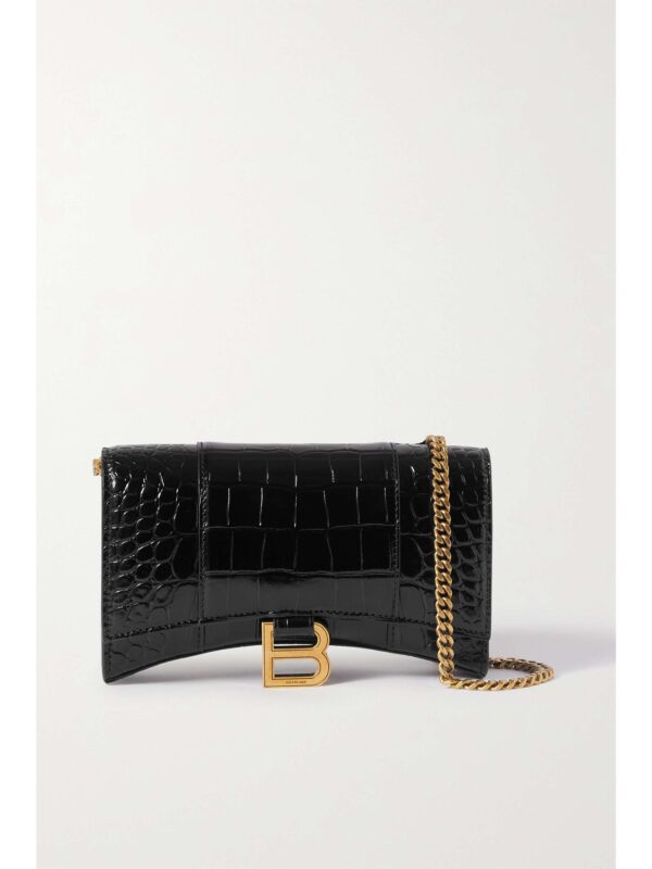 Hourglass croc-effect leather shoulder bag