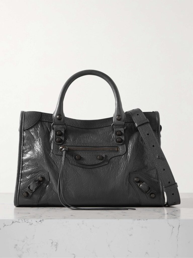 Le City small embellished textured-leather tote