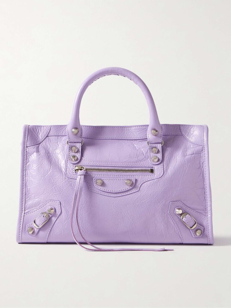 Le City small embellished textured-leather tote
