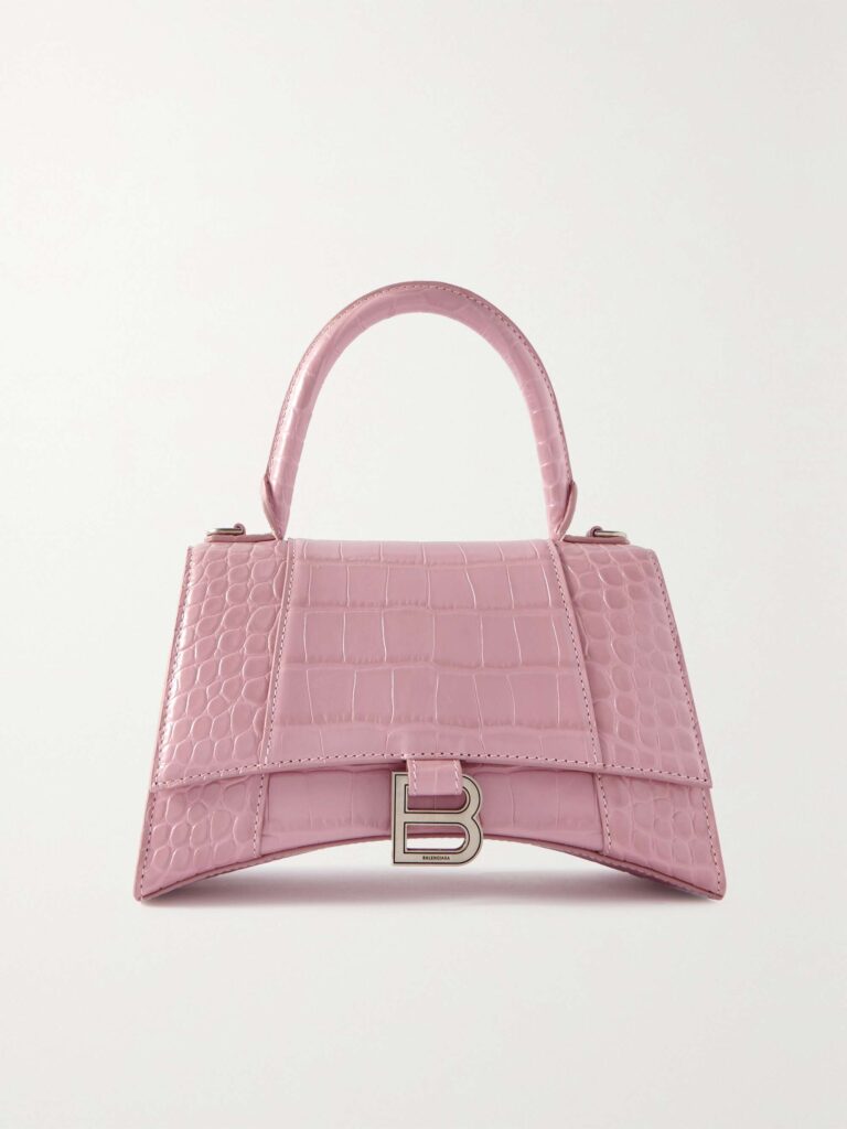 Hourglass small croc-effect leather tote