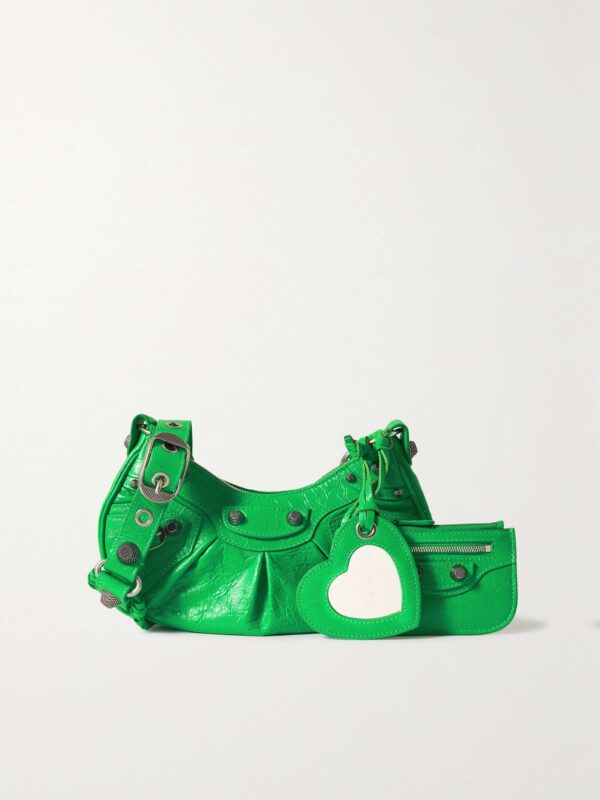 Le Cagole XS studded crinkled-leather shoulder bag
