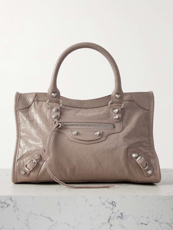 Le City small embellished textured-leather tote