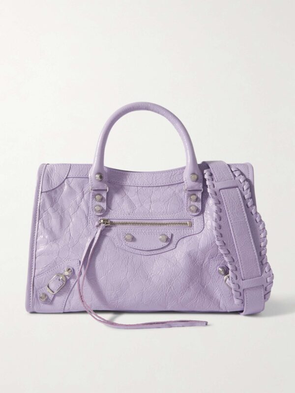 Le City small embellished textured-leather tote