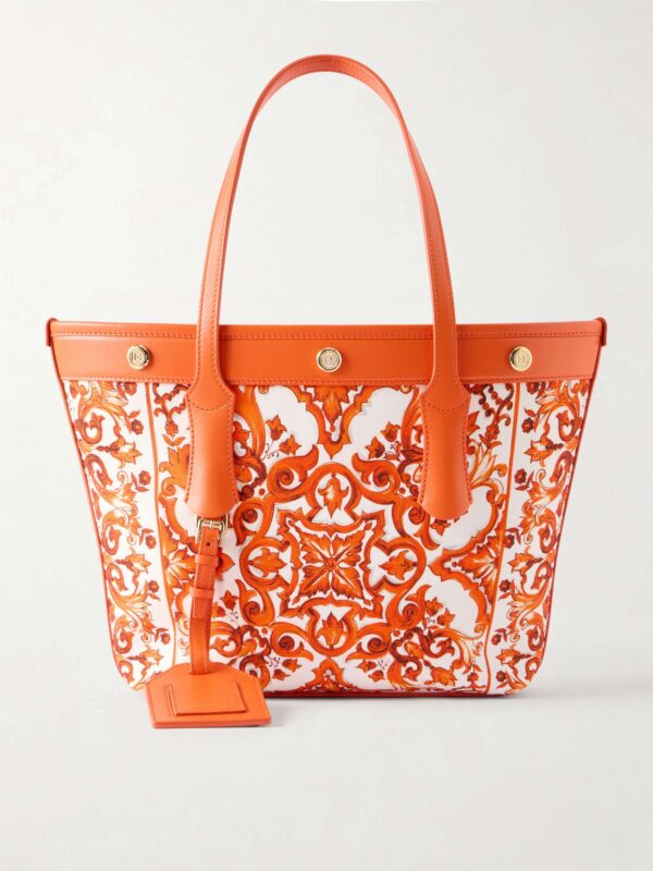 Kendra printed logo-embellished leather-trimmed canvas shoulder bag