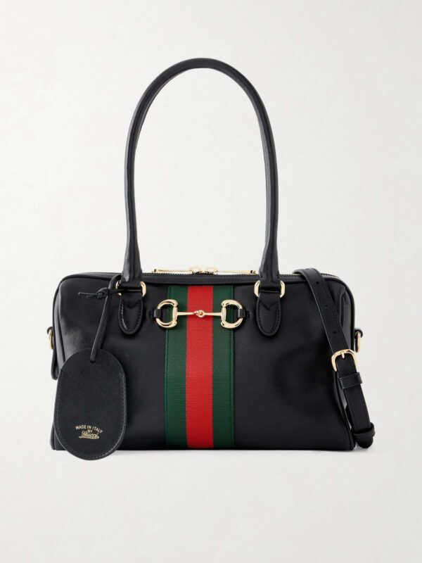 Borsetto small webbing-trimmed leather shoulder bag