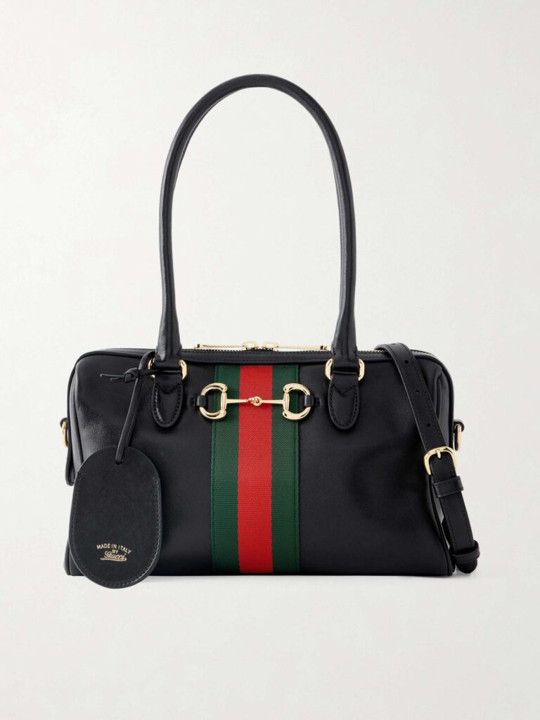Borsetto small webbing-trimmed leather shoulder bag