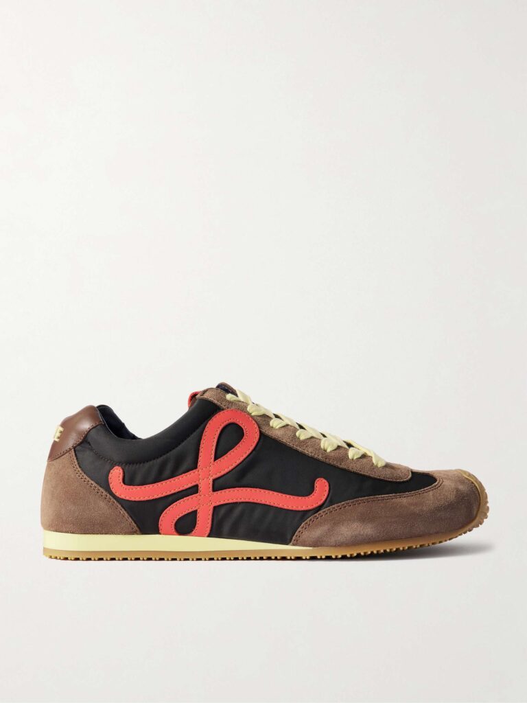 Ballet Runner 2.0 logo-appliquéd leather, canvas and suede sneakers