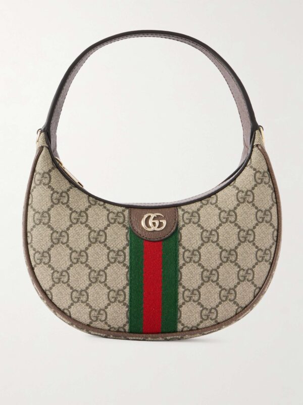 Ophidia small leather-trimmed printed coated-canvas shoulder bag