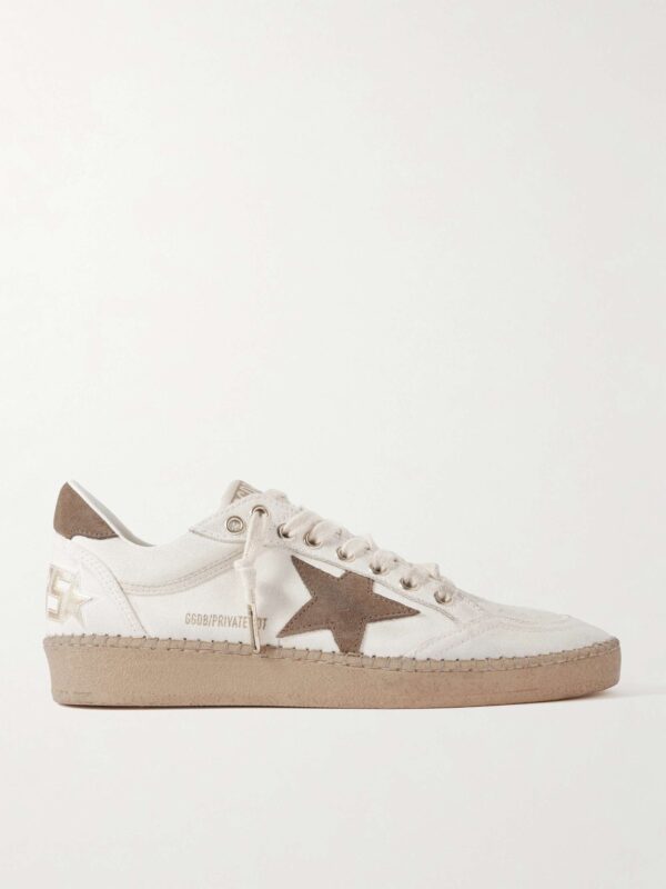 Ball Star distressed suede-trimmed canvas sneakers
