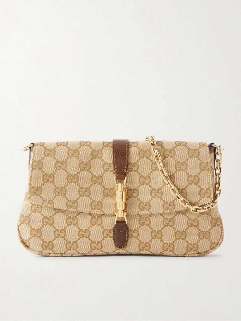 Aperitivo leather-trimmed canvas-jacquard shoulder bag