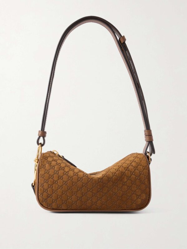 Horsebit 1955 leather-trimmed suede shoulder bag