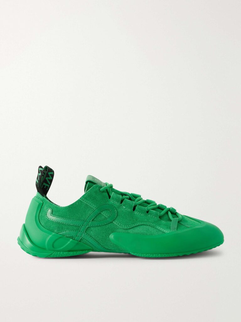 Grip TPU and leather-trimmed suede sneakers