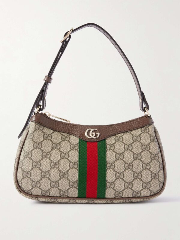 Ophidia small leather-trimmed printed coated-canvas shoulder bag