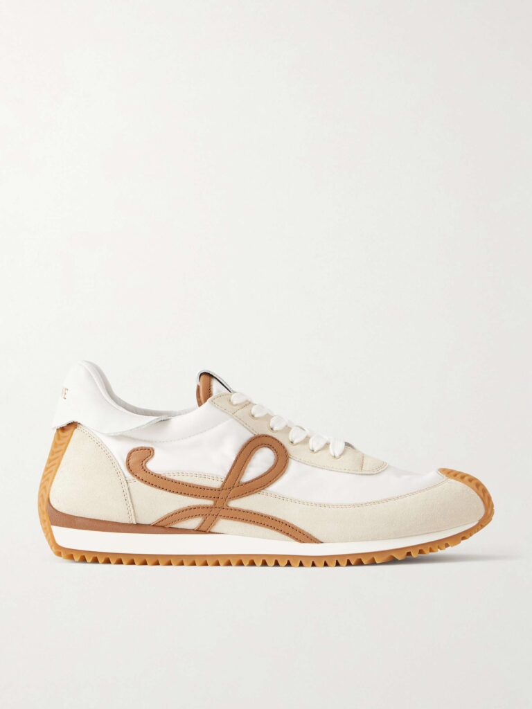 Flow Runner 2.0 leather-trimmed shell and suede sneakers