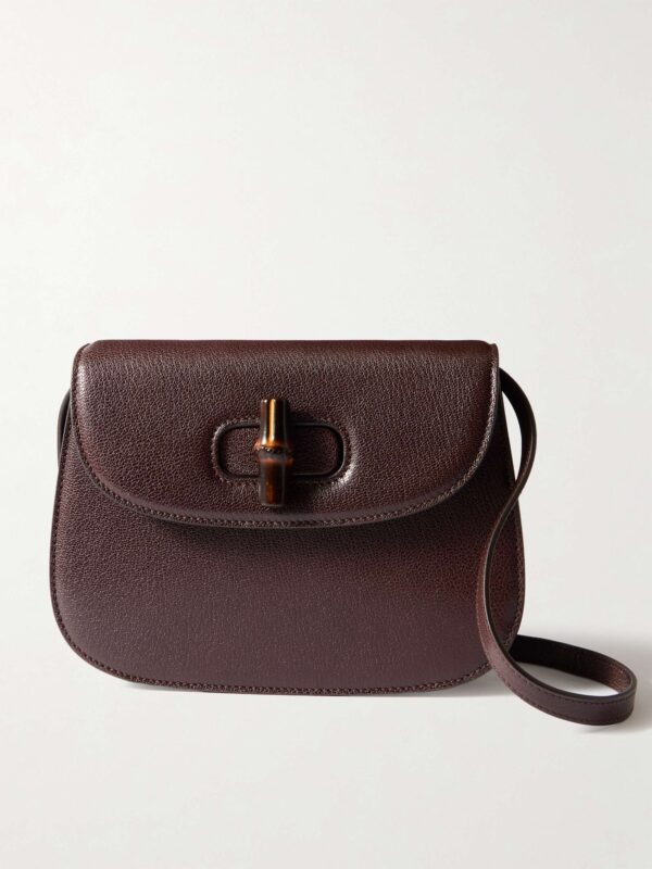 Bamboo mini textured-leather shoulder bag