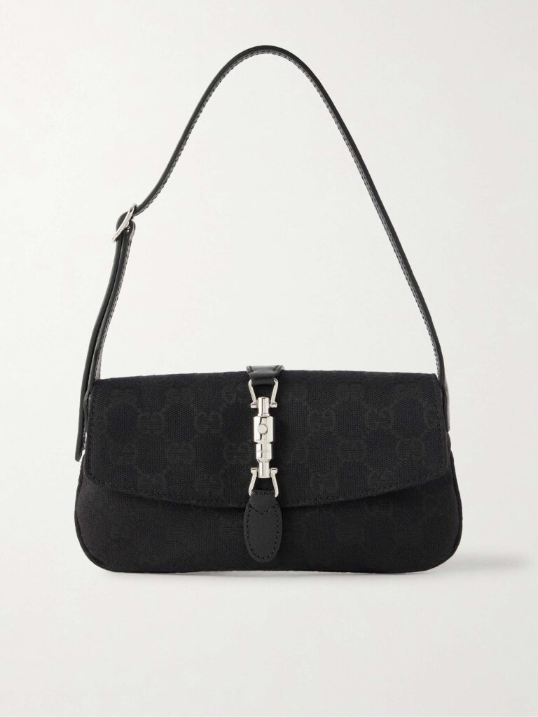 Jackie 1961 mini leather-trimmed canvas-jacquard shoulder bag