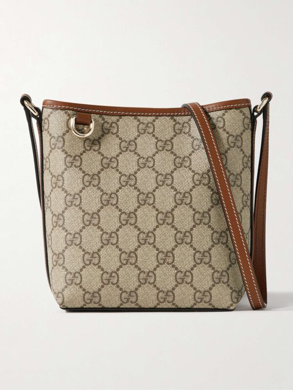 GG Emblem mini leather-trimmed printed coated-canvas shoulder bag