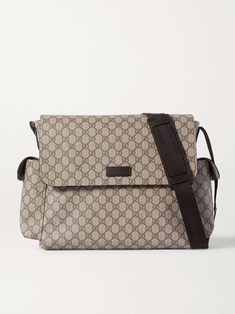 Ophidia printed coated-canvas diaper bag