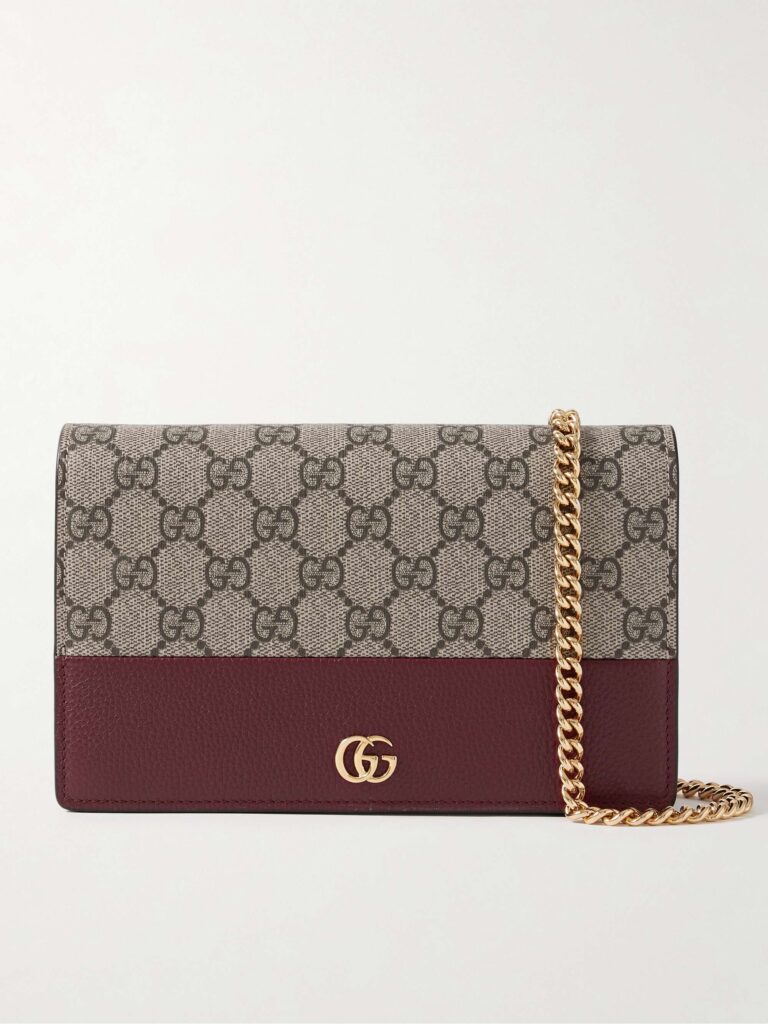 Petite Marmont leather and logo-print coated-canvas wallet