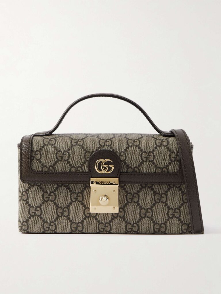Ophidia leather-trimmed printed coated-canvas shoulder bag