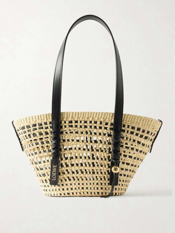 + Paula's Ibiza Braid Basket small leather-trimmed raffia shoulder bag