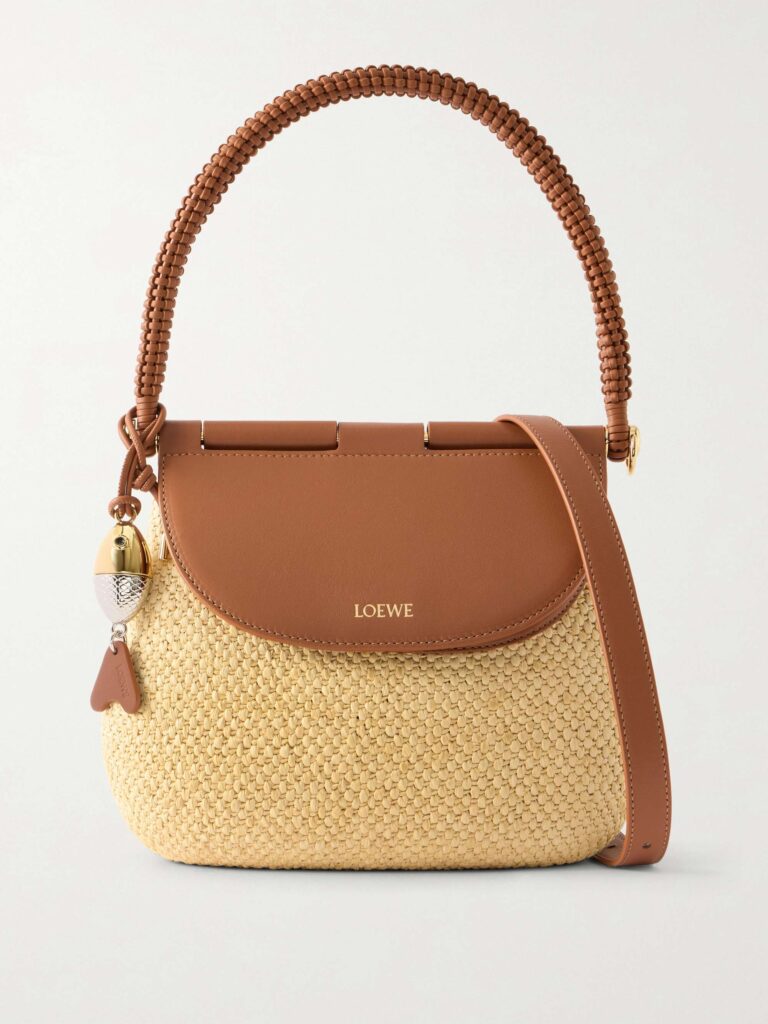 + Paula's Ibiza Pescador medium embellished leather-trimmed raffia shoulder bag