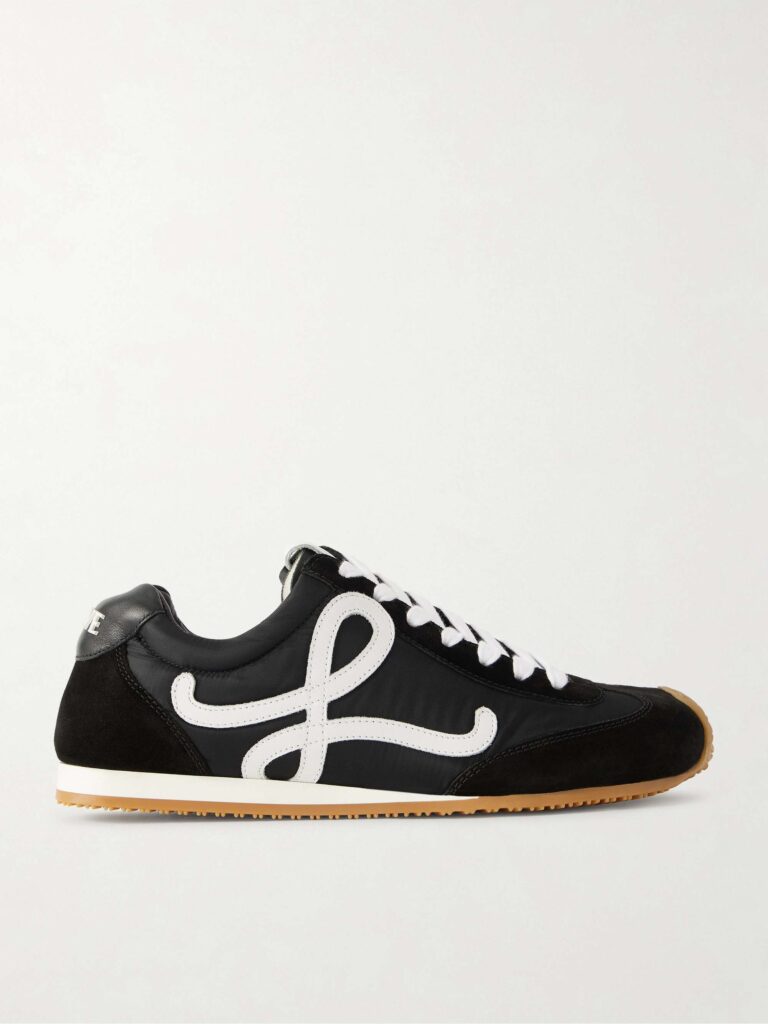 Ballet Runner 2.0 logo-appliquéd leather, shell and suede sneakers