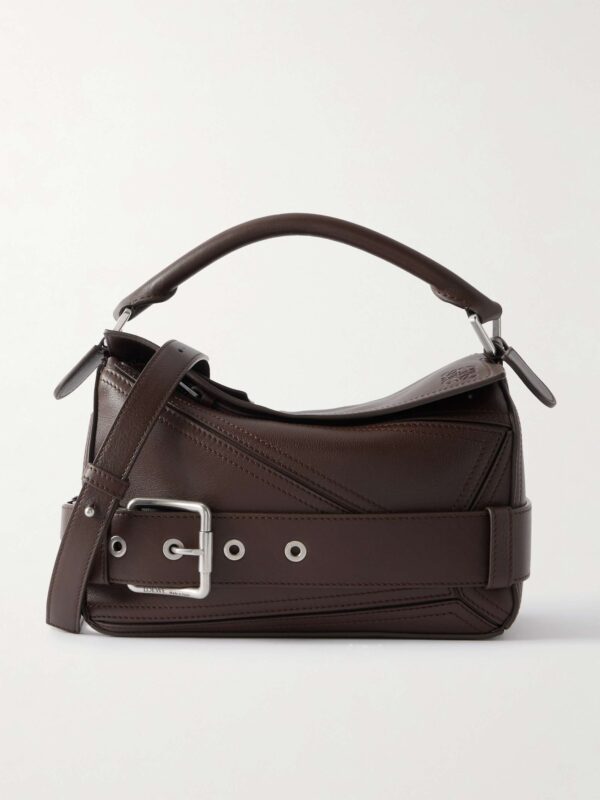 Puzzle Biker small belted leather tote