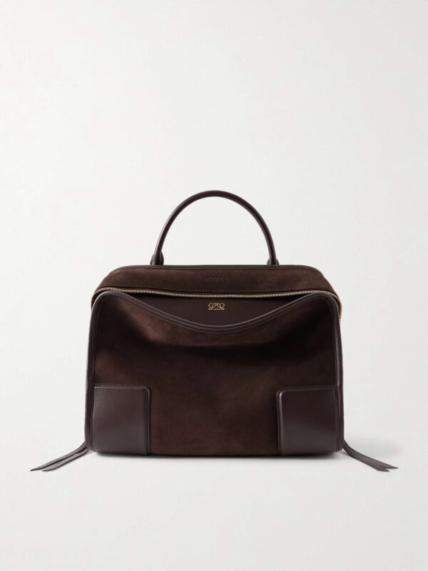 Amazona leather-trimmed suede tote