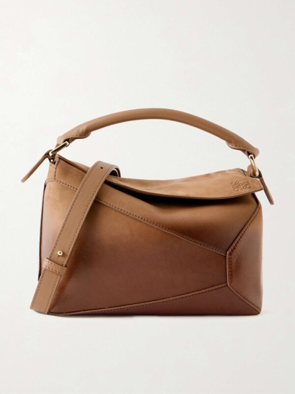 Puzzle Edge small patent-nubuck shoulder bag