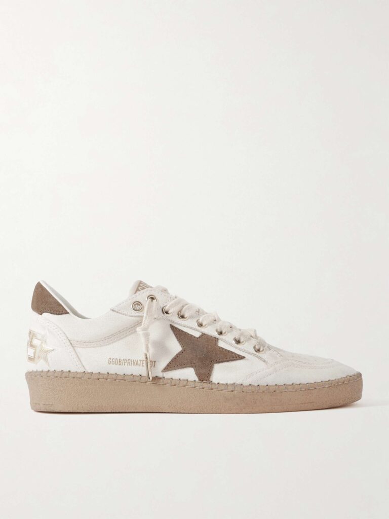 Ball Star distressed suede-trimmed canvas sneakers