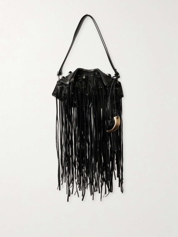 Manta tasseled croc-effect leather shoulder bag