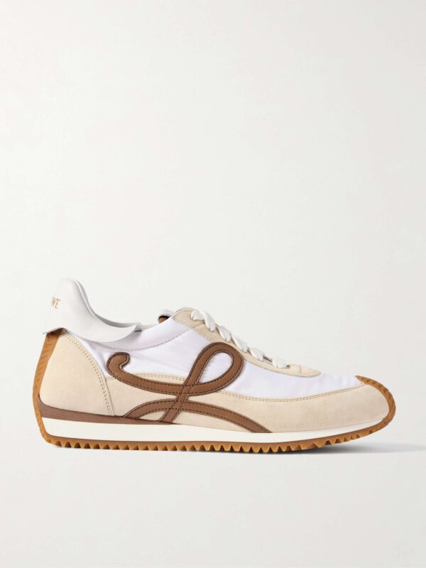Flow Runner 2.0 leather-trimmed shell and suede sneakers