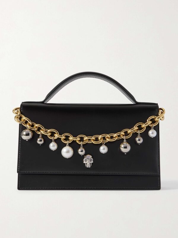 Skull leather clutch