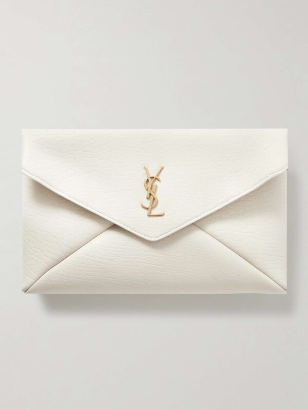 Cassandre large textured-leather clutch
