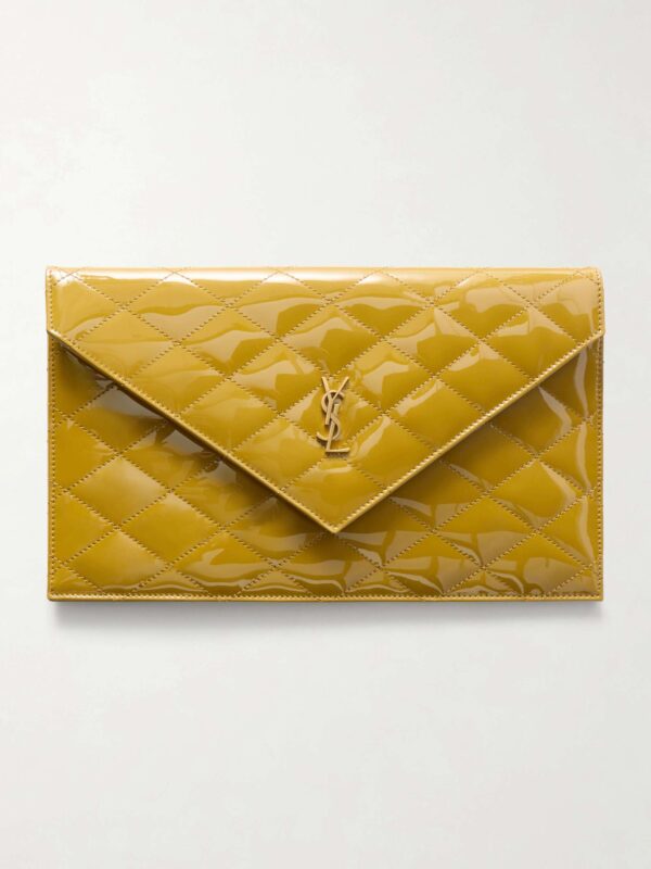 Paris Matelassé patent-leather clutch