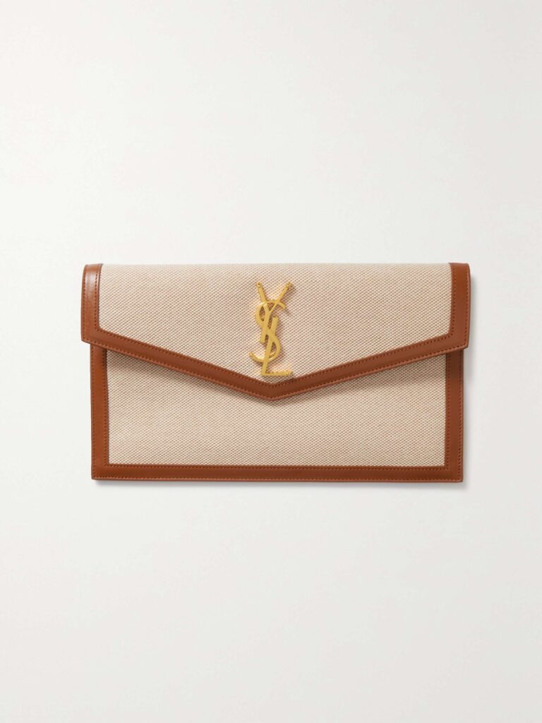 Uptown leather-trimmed cotton-canvas pouch