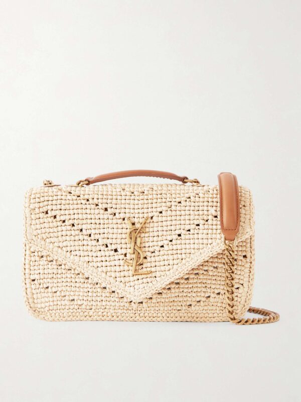 Loulou small leather-trimmed raffia shoulder bag