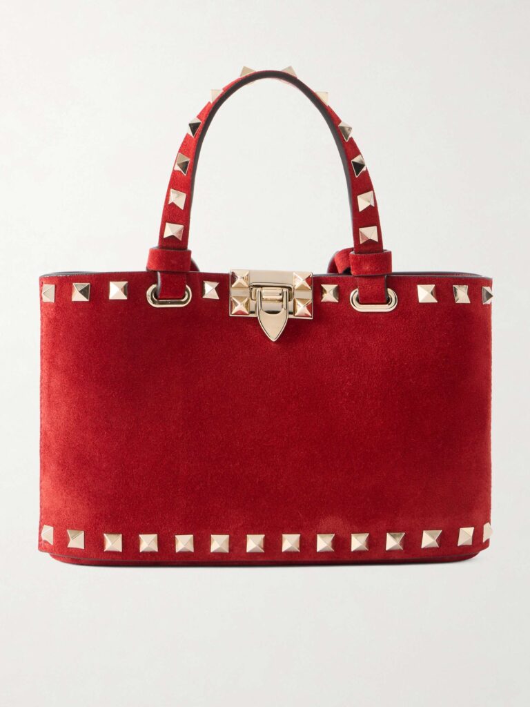 Rockstud mini embellished suede tote