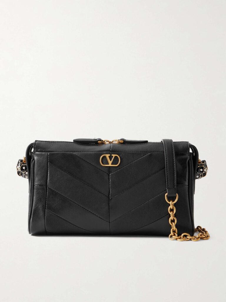 Panthea paneled leather shoulder bag