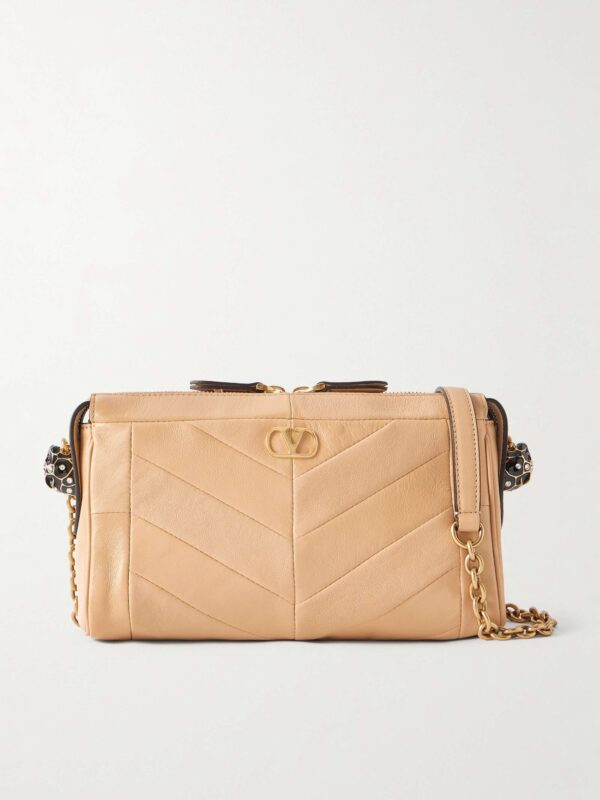 Panthea paneled leather shoulder bag