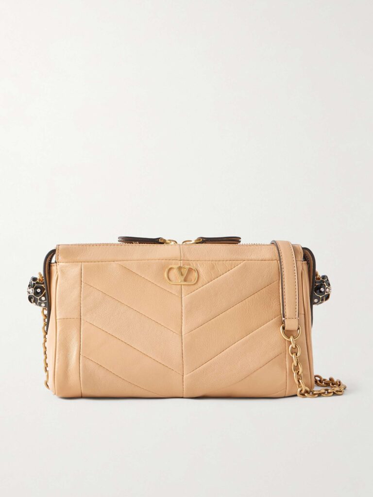 Panthea paneled leather shoulder bag