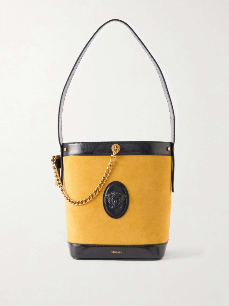 Pivot logo-appliquéd small leather bucket bag