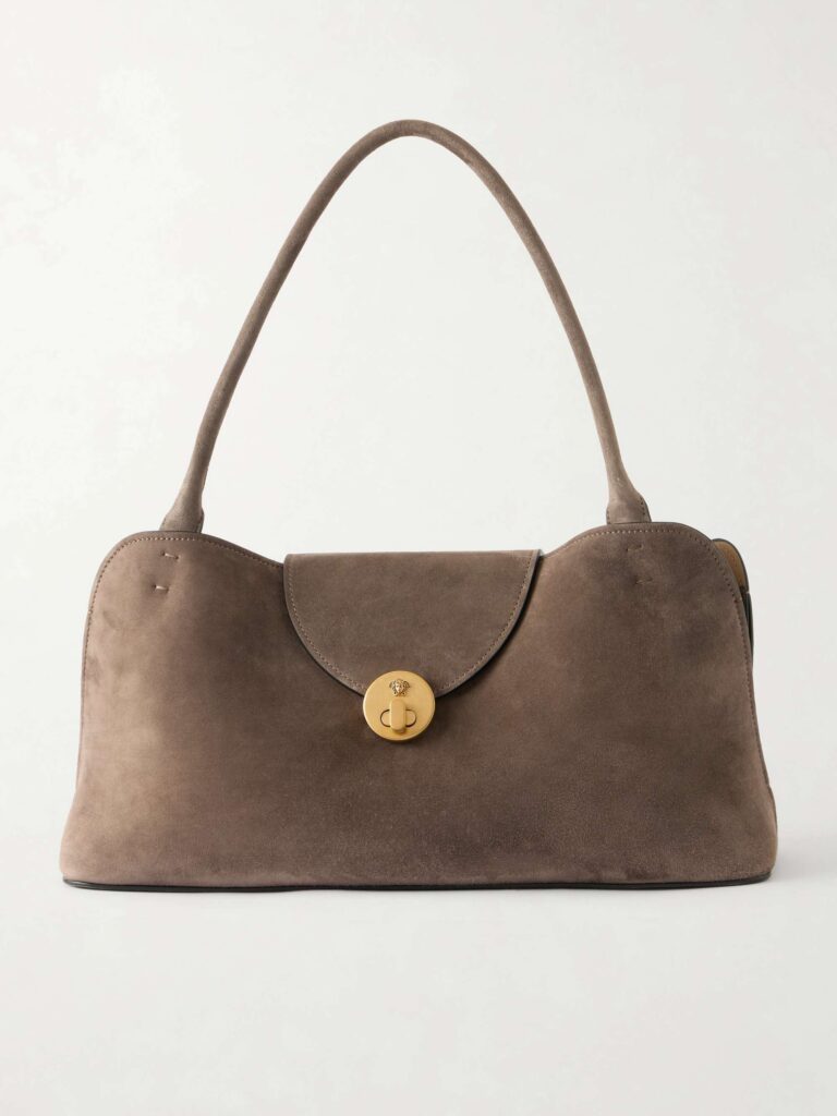 Vivienne logo-embellished suede shoulder bag