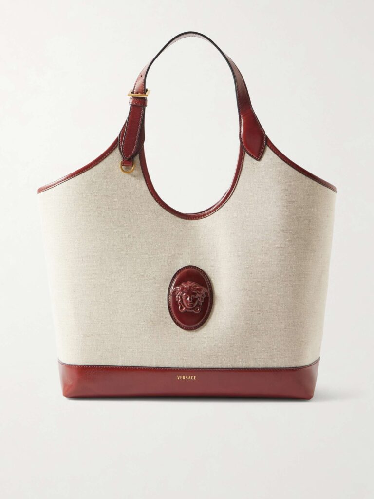 Leather-trimmed canvas tote